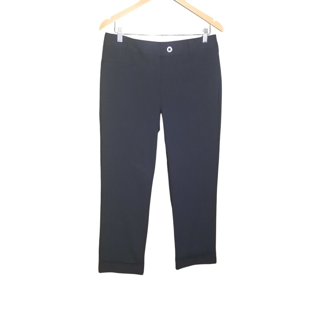 Betabrand Womens Straight Leg Cuffed Hem Black Pants Size L